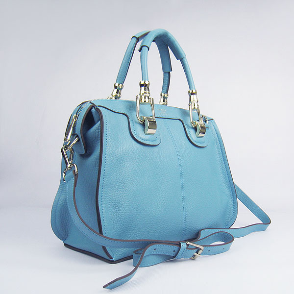 Fake Hermes New Arrival Double-duty leather handbag Light Blue 60669 - Click Image to Close